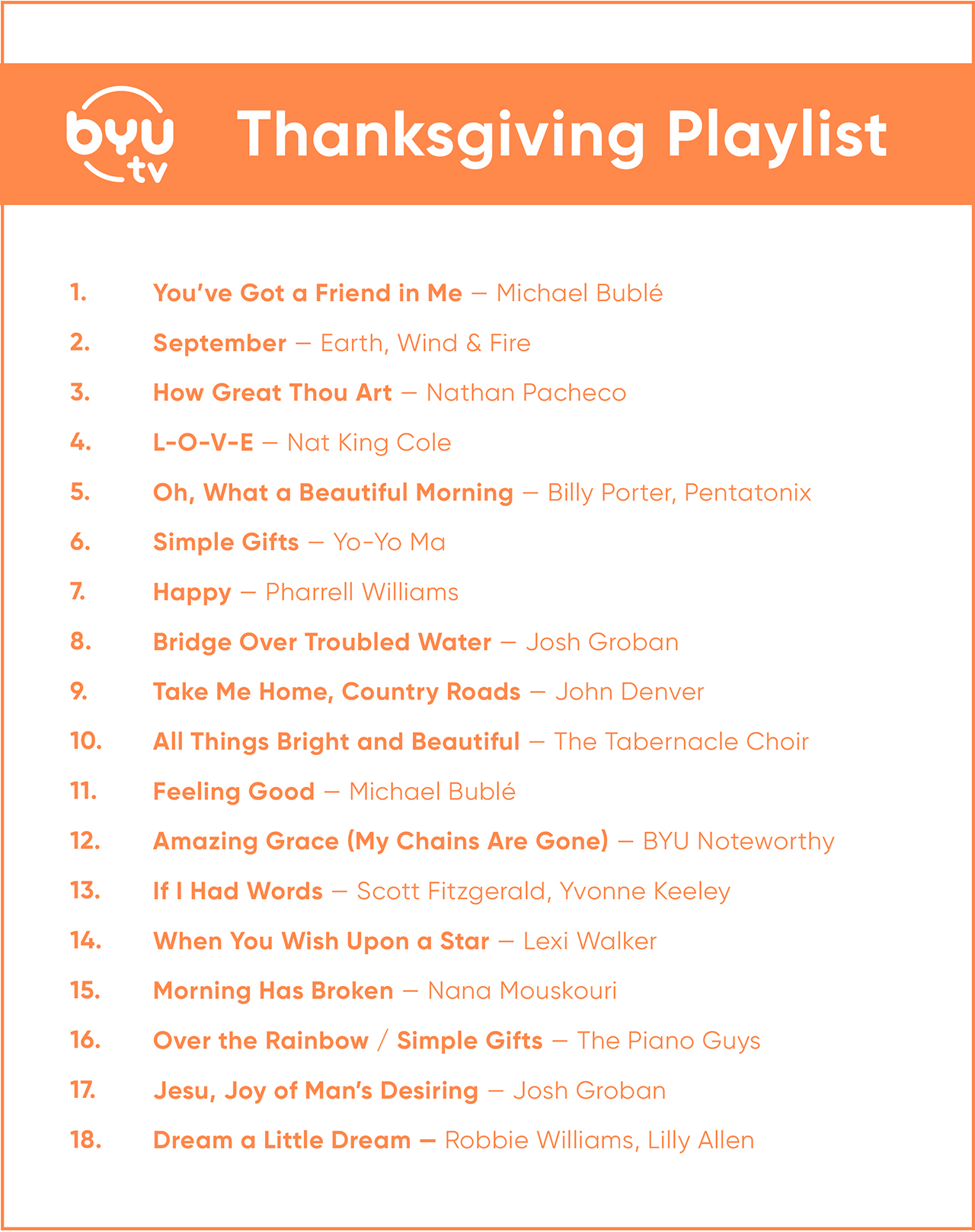 Spotify Playlist Thanksgiving Byutv