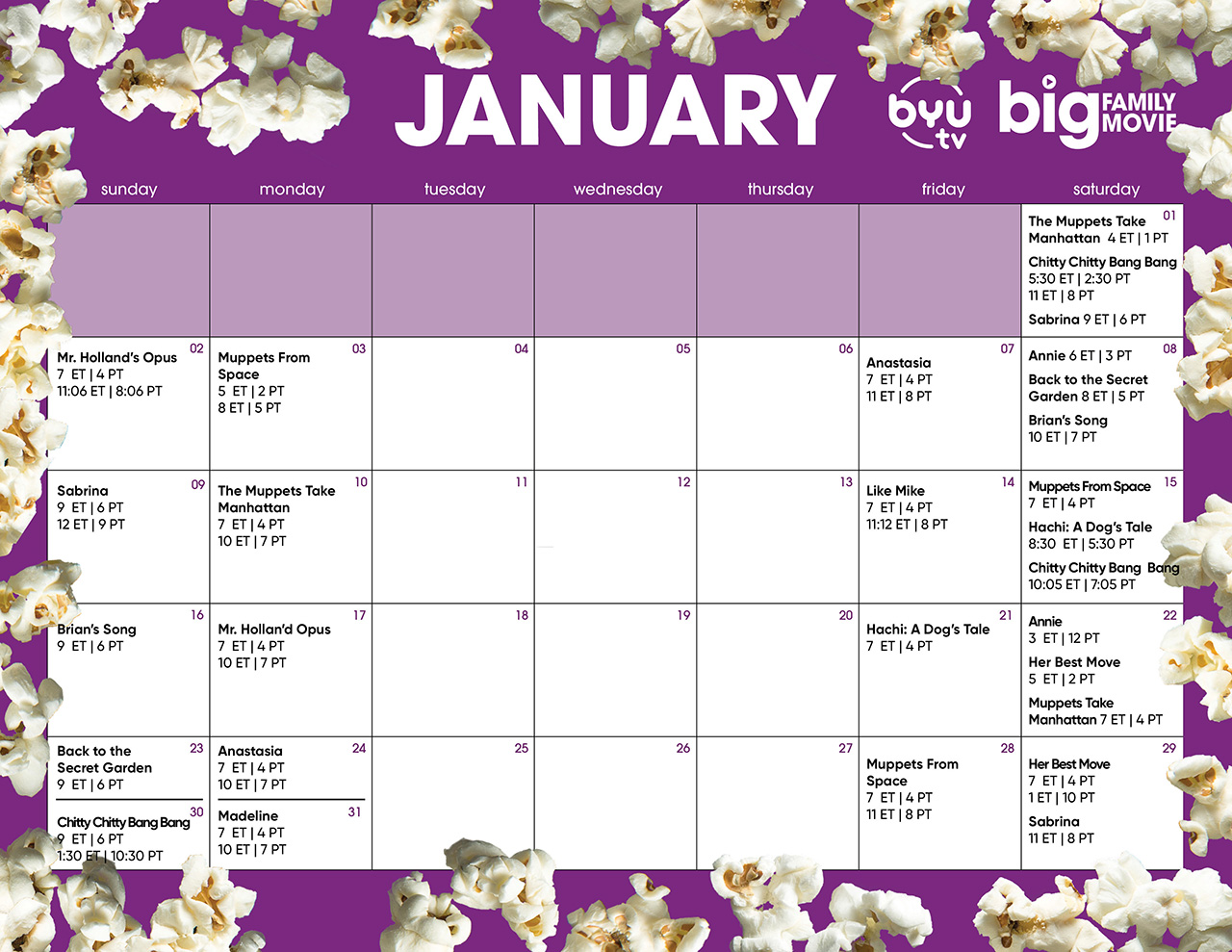 Byutv Schedule 2022 Family Movies In January 2022 - Byutv